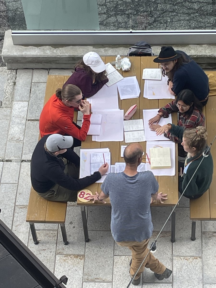 gilliadrian's tweet photo. End of the first round of field course I @ETH_ERDW. Discussion of tectonic cross-sections and stratigraphic columns in small groups with a tutor, allowing for an (almost) individual learning experience. I hope there were many enlightening moments. Now, we start the 2nd round... https://t.co/K42phhG9gh