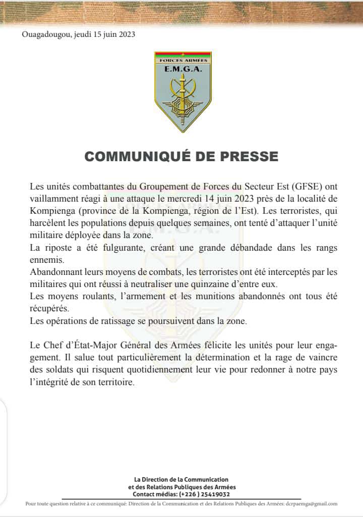 AdelpheKabore's tweet photo. #Burkina_Faso: Une quinzaine de terroristes tués dans la Kompienga, dans la région de l'Est https://t.co/An6JPlAR5X
