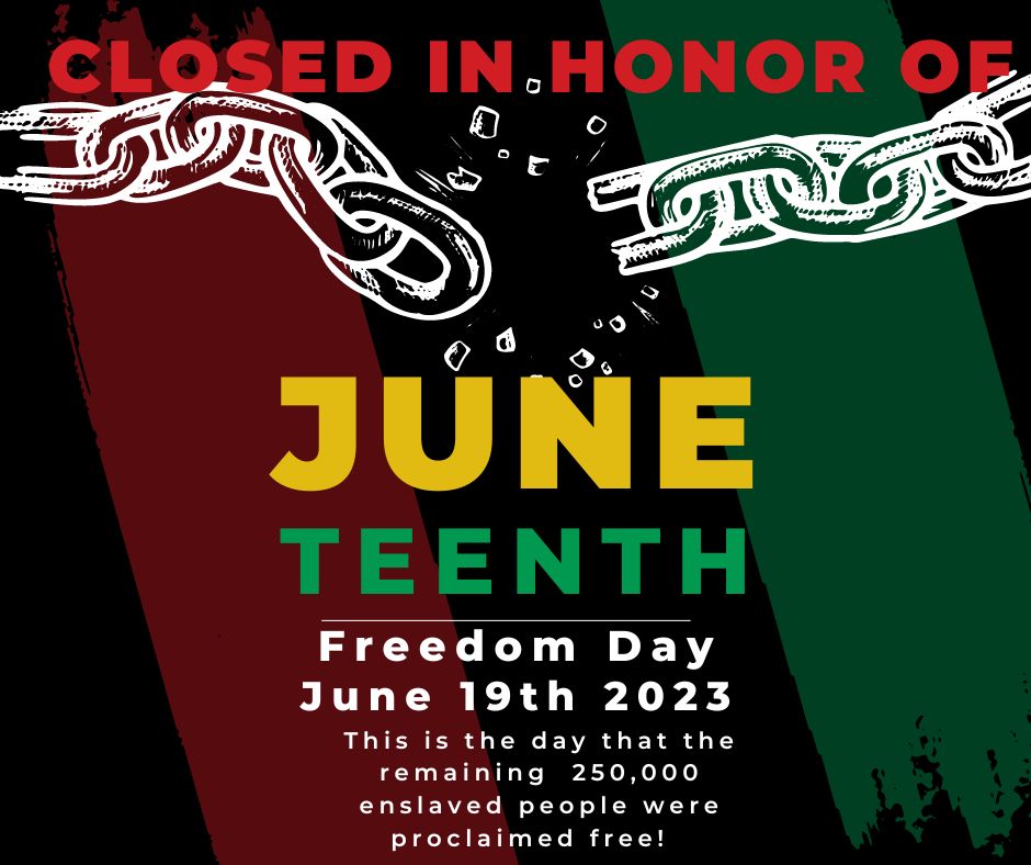 Celebrate Juneteenth with us! 🥳

We'll be closed on Monday, June 19th, but we'll be at McKaig &amp; Race Park on Saturday, June 17th from 3:30-6pm to celebrate Juneteenth Troy Freedom Day!
We hope to see you there! 😊

#Juneteenth #JuneteenthTroyFreedomDay #CelebrateBlackHistory