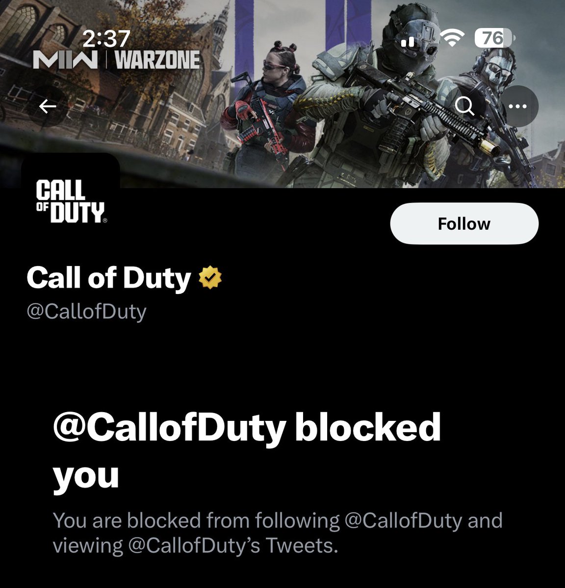 We’ve just been BLOCKED by @CallofDuty… 😳