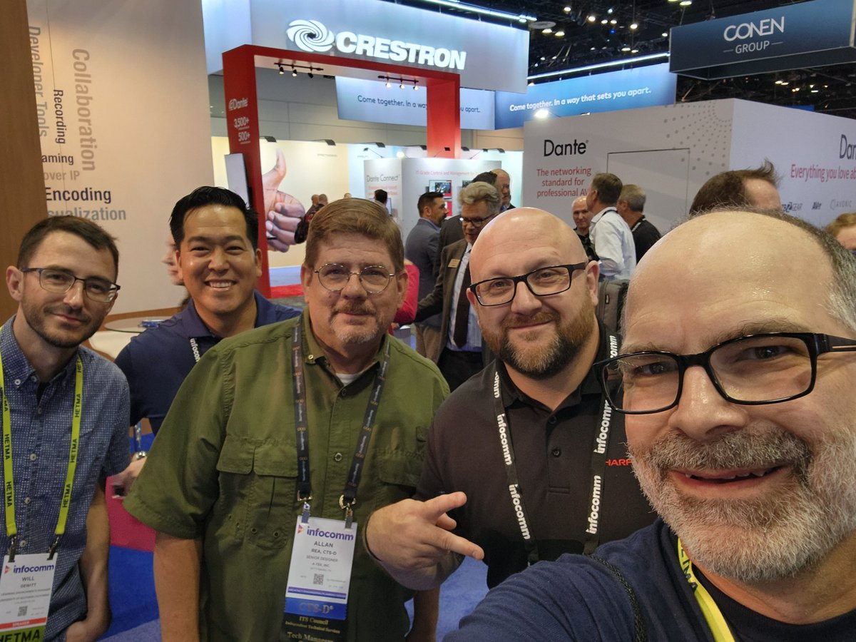 ped1971's tweet photo. Catching up on posting #AVSelfies! So many #AVRockStars! Also, word is that Iffat has blackmail footage of me from last night? What happens at InfoComm... #InfoComm23 #AVTweeps @Willrdewitt @Kaleoiini @allanrea_rea @Rhyno_24 @DanFerrisiEdit @NJDavidD @KevTalbot @Iffsi https://t.co/ZPTtbsgsbi