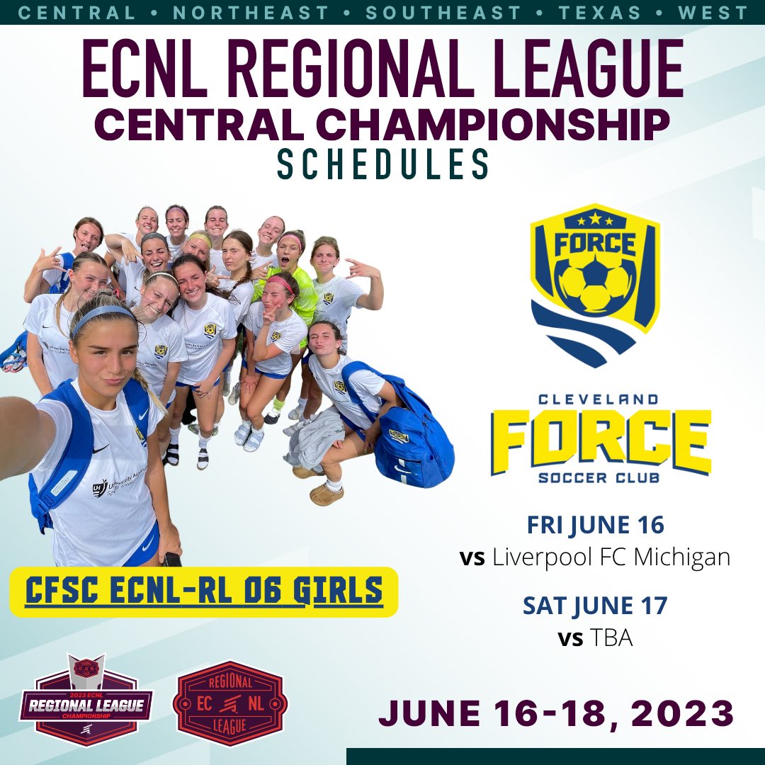 The <a href="/ClevForceSC/">Cleveland Force SC</a> 06 ECNL-RL Girls will be traveling to St. Louis to compete in the ECNL Regional League - Central Championship this weekend. The team is the back to back Ohio Valley Conference Champions &amp; finished the regular season with a record of 15-1! Good luck ladies! #chirp