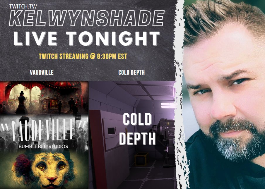 kelwynshade's tweet image. Tonight I will be living playing some #vaudville and then #colddepth. Let's see If we can break some AI and get creeped out in an abandoned underwater facility!

twitch.tv/kelwynshade