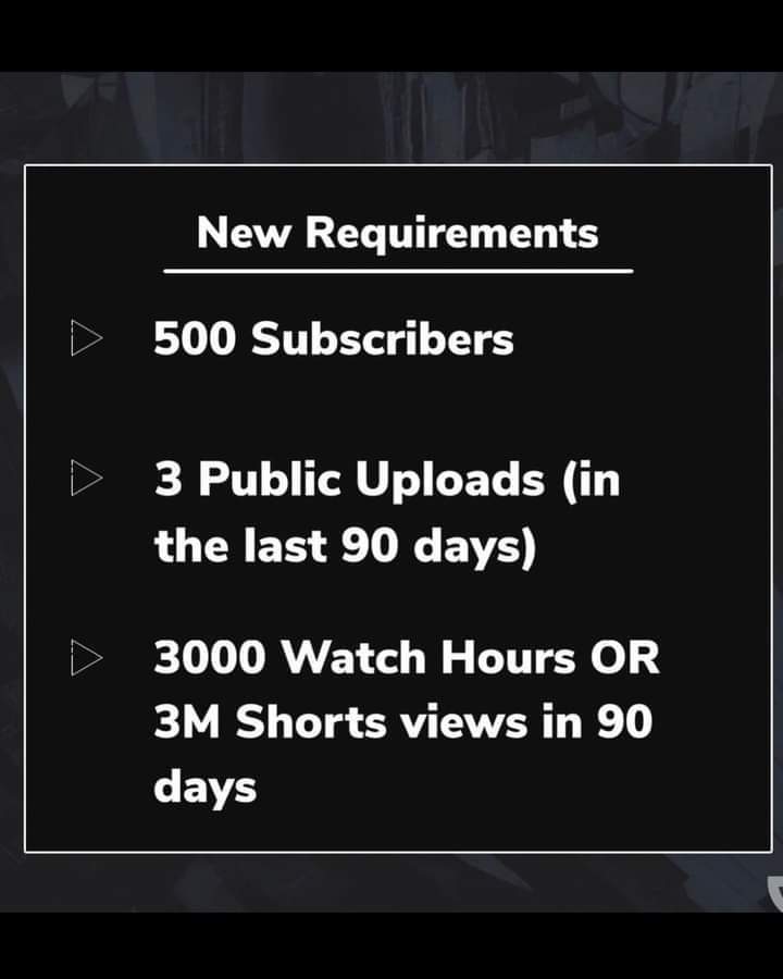 Sojan_Nedos's tweet photo. Hey @YouTube @YouTubeCreators #YouTube 
I've noticed that on 6/13/2023
The New Requirements for Monitization has changed.
However, it has nor changed for me.
Can you please fix this?
Please see attached images.
I can't find any other way to contact you, so I'm doing it here. https://t.co/Pe7bupZiQZ