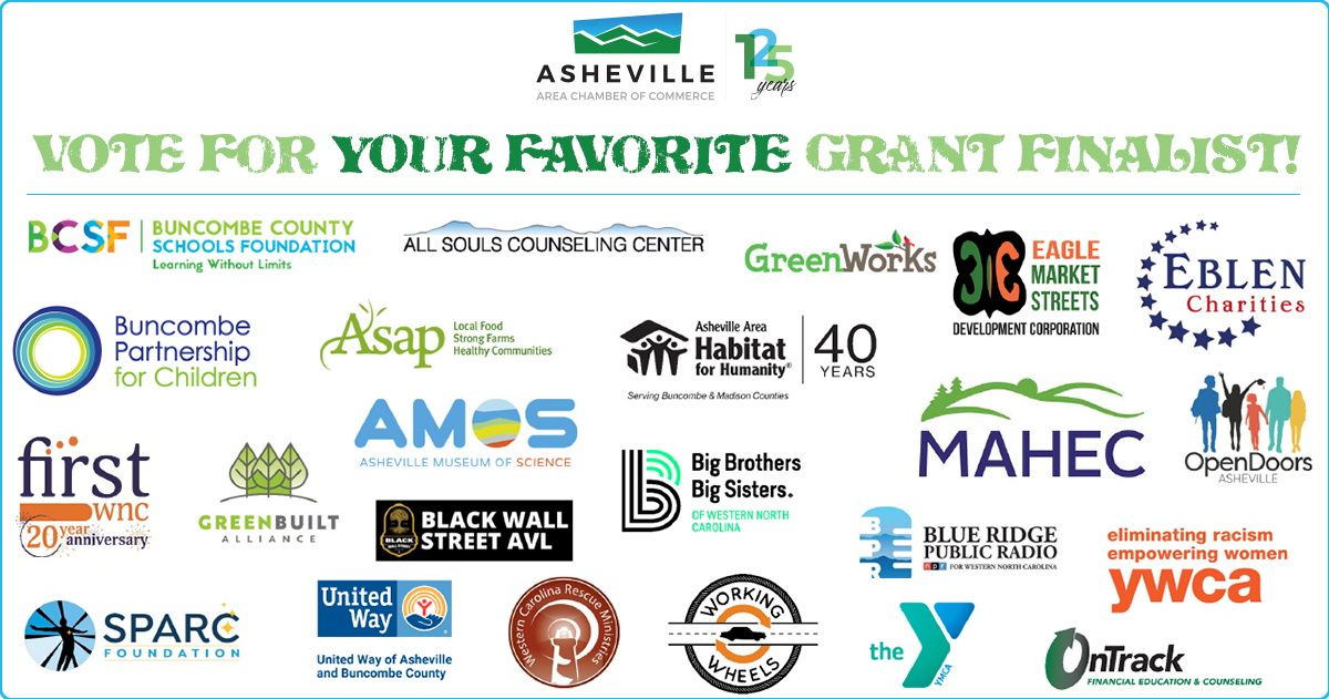 We're celebrating 125 years of building community through business, and we're giving local nonprofits the presents! Now thr. July 31st, YOU can vote for your favorite. Grants will be funded by profit from our 125th Celebration in Sept. Learn more and vote: ashevillechamber.org/125years