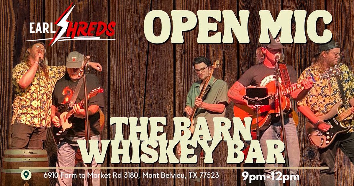 Open mic tonight at the @whiskey_barn 🐶

9pm-12pm

Announcements and sign up starts at 8:00pm 🫡

THE BAND WILL BE THERE🤘

#easttexas #htx #earlshreds #shredshedpodcast #shredshed #earl