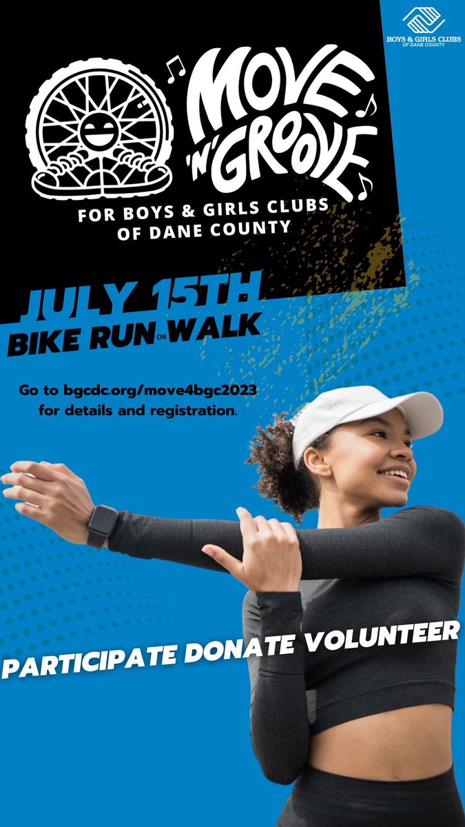 Let's MOVE #Badgers!🎶 I'm moving with @BGCDC to support kids in Dane County! Check out the link below to sign up and join me on July 15 at their BIGGEST event of the year. #bgedc #TVCCF @VarsityCltv bgcdc.org/move4bgc2023