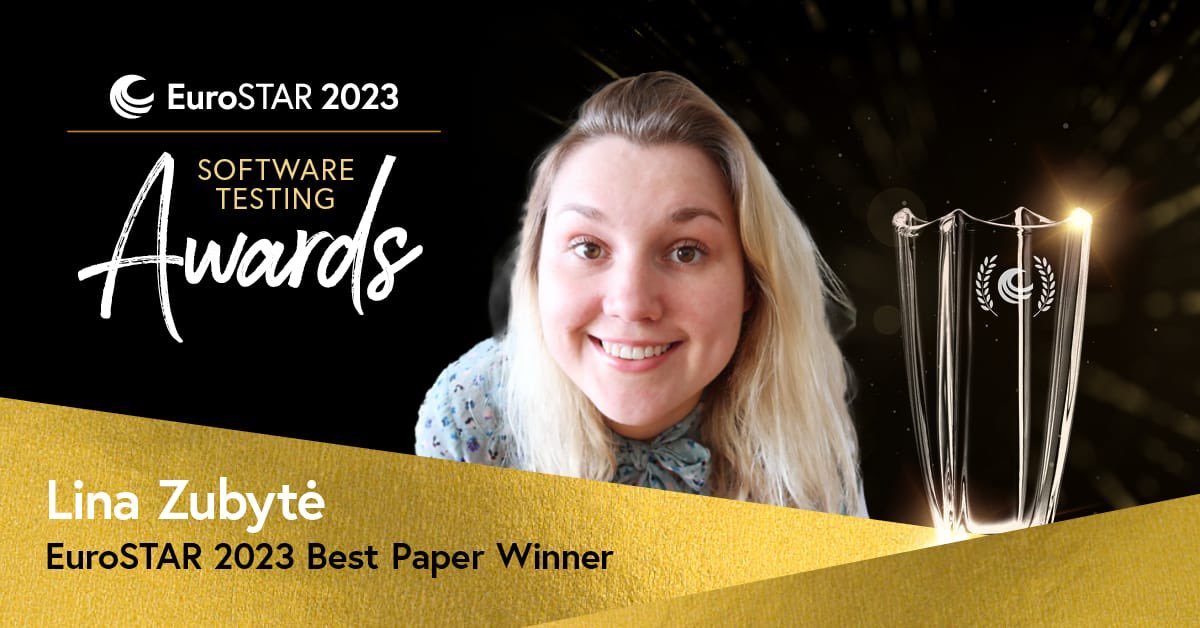 esconfs's tweet photo. EuroSTAR 2023 Best Conference Paper goes to Lina Zubyte for her paper on ‘How Minimalism Helps Build High-Quality Products’ #EuroSTARConf #softwaretestingawards https://t.co/dE9AAKUqCR
