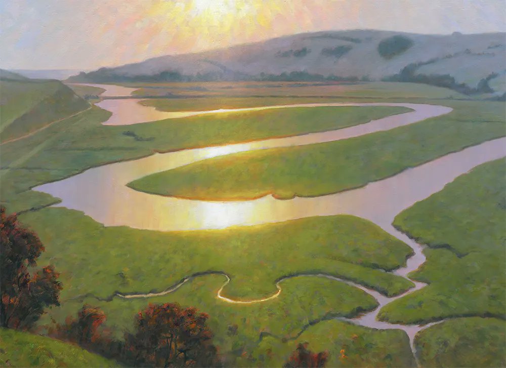 Good morning - I hope you slept like a crayfish-stuffed snow egret - I'm starting with ‘Cuckmere Meanders to Seaford Head’, Mark Harrison, oil on board, 2012. Also available as part of the Mark Harrison Collection (Part I).
rathergoodart.co.uk/product/mark-h…
#cuckmerehaven #sussex