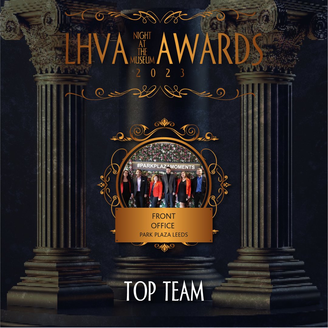 LHVA (@lhvaleeds) on Twitter photo Our Top Team award recognises a group of people or department who work exceptionally well together to achieve set objectives and provide a support network for their team and the whole business.
Congratulations to the Front Office Team from <a href="/ParkPlazaHotels/">Park Plaza Hotels</a> ! Our Top Team award recognises a group of people or department who work exceptionally well together to achieve set objectives and provide a support network for their team and the whole business.
Congratulations to the Front Office Team from <a href="/ParkPlazaHotels/">Park Plaza Hotels</a> !