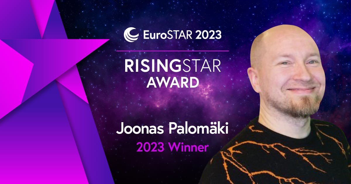 The EuroSTAR 2023 RisingSTAR Award – supporting new ideas in testing – goes to Joonas Palomäki for his idea to use an Artificial Intelligence Technique to make Manual Test Cases 50% Faster ⭐️ 
#EuroSTARConf #RisingSTAR #softwaretestingawards