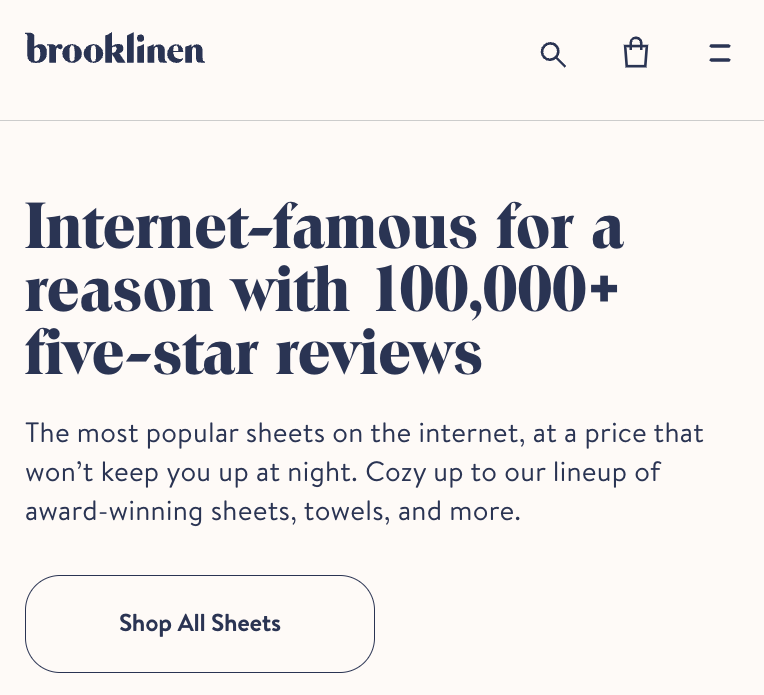 Kinda in love with Brooklinen's design &amp; copy.

It's so darn plain, but in a really good way. Like a massage for the eyes and brain. I can't fully explain it.