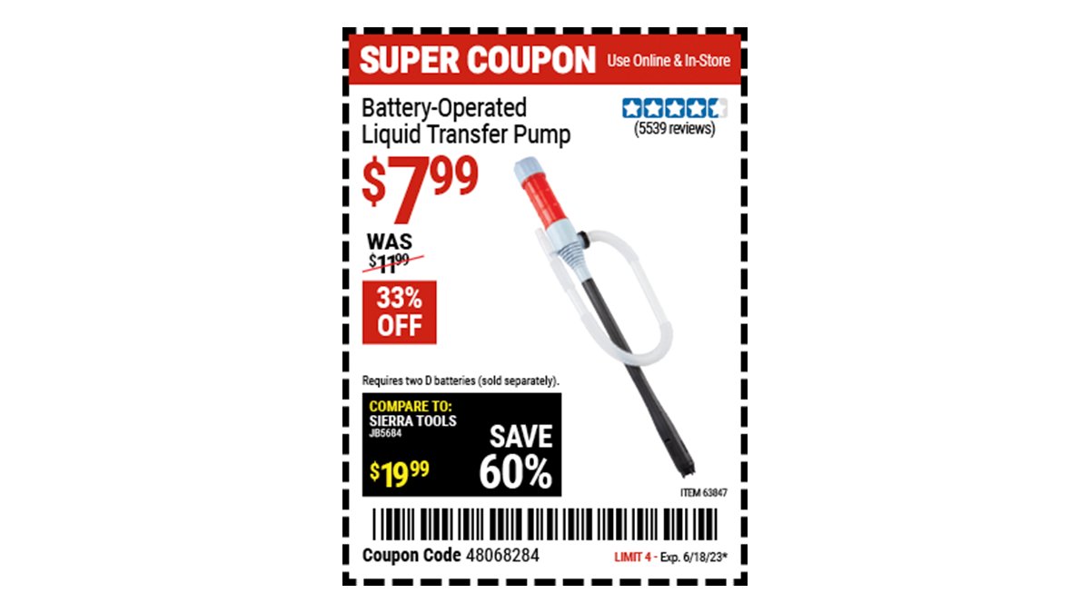 Harbor Freight on Twitter "Buy the Battery Operated Liquid Transfer