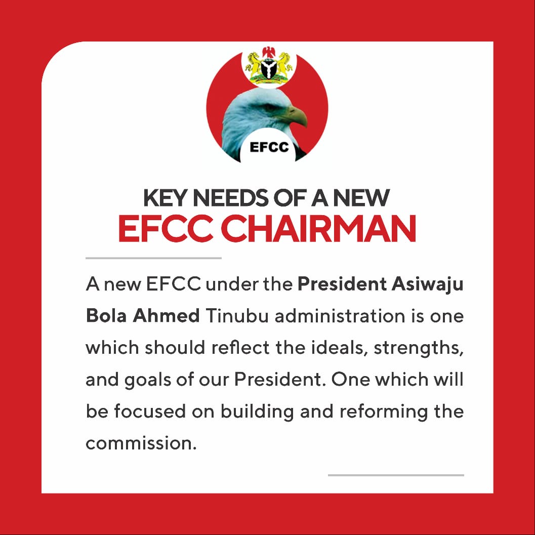 ProgressiveCALL's tweet photo. RENEWED HOPE
KEY NEEDS OF A NEW EFCC CHAIRMAN @ChimarokeNamani @officialABAT @STinubu @AderemiAdebowa4 @fkeyamo @DeleAlake @NuhuRibadu @waleedun77 @AkpabioGodswill @femigbaja @OfficialAPCNg @ARISEtv @iToyinn @ToyinAkomolede @AustinUmezurike @EHINDEROAYOMIKE https://t.co/j5l4QRQQ9O