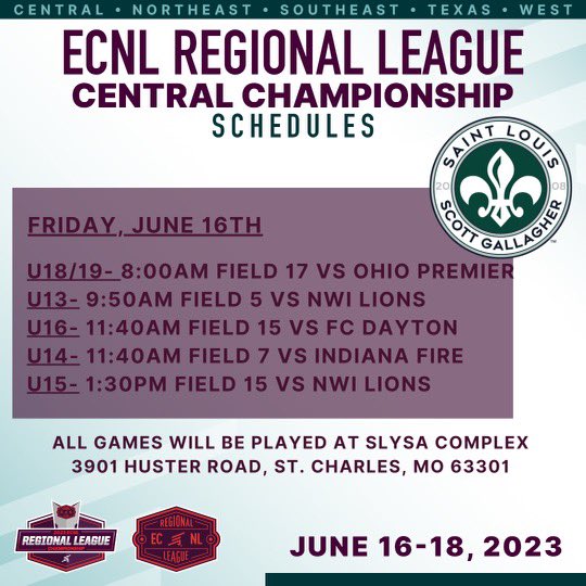 SLSGSoccerClub's tweet photo. One more sleep for our @SLSGECNLRLGirls Missouri teams before the @ECNLgirls Regional League Central Championships begin!

Keep an eye out for updates on the weekend schedule as the games are played. 

#SLSGNation #WeAreScottGallagher https://t.co/Gt3ikhY3Sb