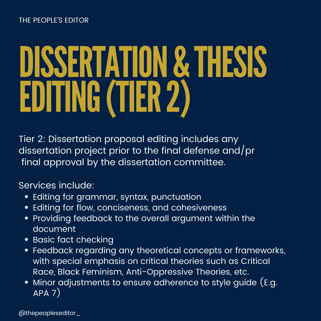 peoples_editor's tweet photo. The People's Editor specializes in editing, coaching, and consulting services for Black doctoral students and academics. We specialize in dissertations and creative nonfiction book projects. 

Visit https://t.co/YKxSrYzbH2 to learn more about our programs! 

@peoples_editor https://t.co/PIRQTvaWcE