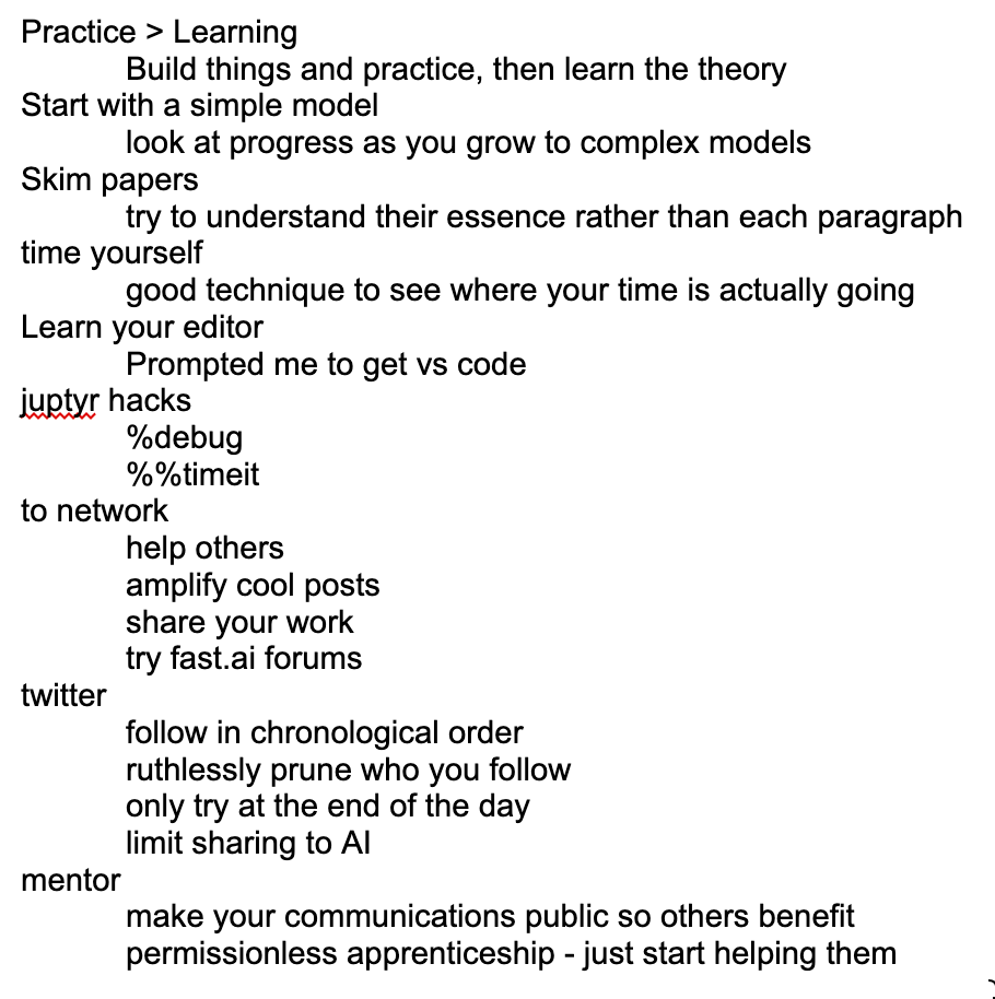 benjaminhaley's tweet photo. @radekosmulski Yeah was a great practical read. My quick key takeaways. https://t.co/PayKI0DIJu
