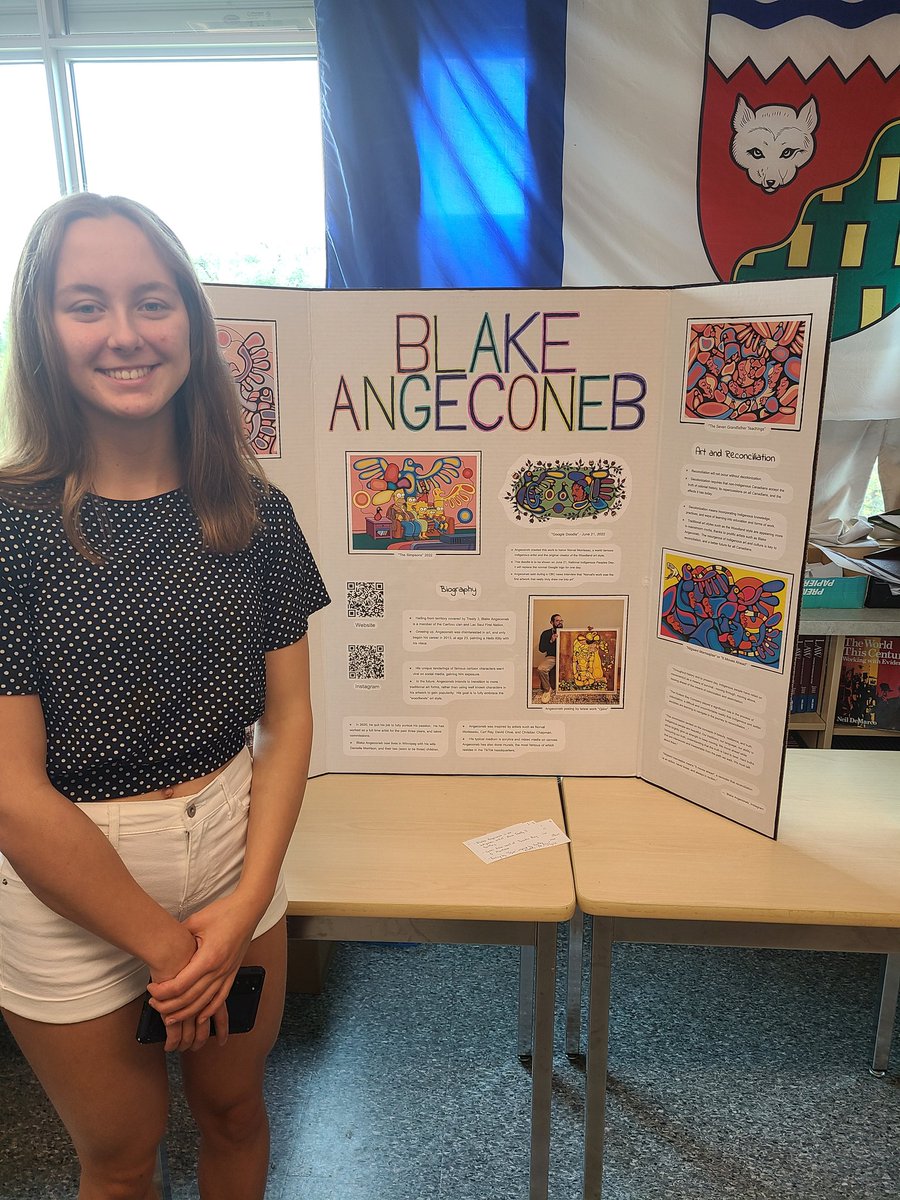 VSS Contemporary Indigenous Studies 12 presenting their Reclaiming culture projects today! Thank you to Mayor Cumming for the visit! @IndigenousEd22 <a href="/VernonSecondary/">Vernon Secondary</a> <a href="/CityofVernon/">City of Vernon</a> #sd22learns