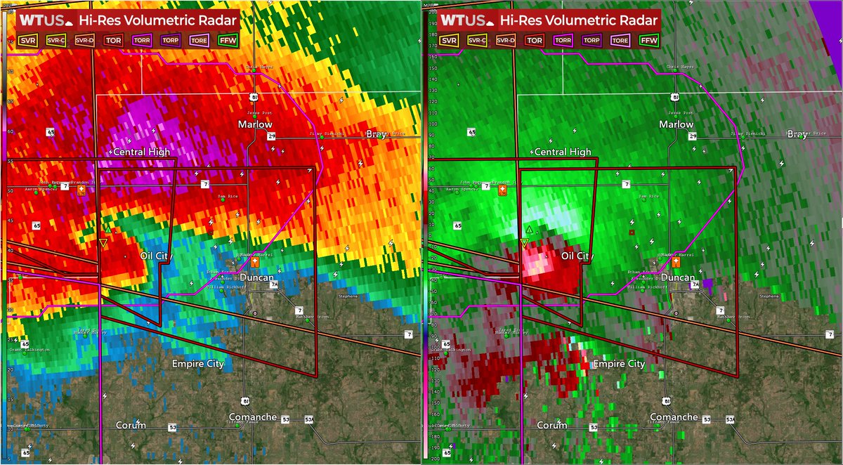 Tornado Warning for Oil City & Duncan, OK until 6:00pm CDT.

Take cover now!

#okwx #tornado #tornadowarning