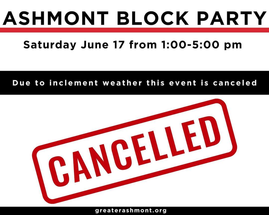 Greater Ashmont MS on Twitter "ASHMONT Block Party Canceled! We've been closely monitoring the