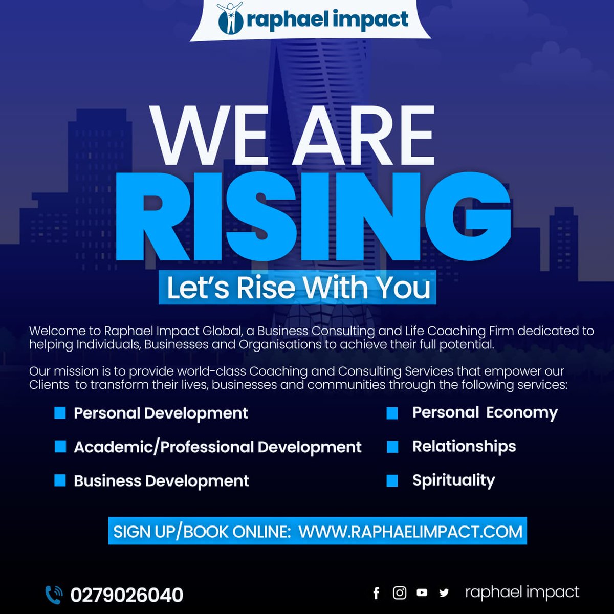 raphaelimpact's tweet photo. Rise with Raphael Impact Global!
Unlock your full potential and soar to new heights with our personalized coaching and consulting services.
#RaphaelImpactGlobal #PersonalGrowth #BusinessDevelopment #Transformation #ImpactfulCoaching #UnlockYourPotential https://t.co/4mQxiUU404