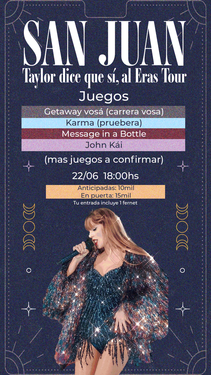 cobayito123's tweet photo. Te invitamos a la primera gran fiesta patronal Taylor Swift, juegos, comidas, john kai, all too well 10 minutes version, fernet y pajagua macanada, a beneficio del Eras Tour, entradas al 0984555635 👈 https://t.co/s1gA0L1qsn