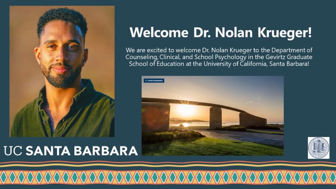 Proud to share that I’ve accepted a tenure-track professorship at #UCSB in the Counseling, Clinical, and School Psychology Dept. I am honored to be joining the #CCSP community and thrilled about this next chapter!