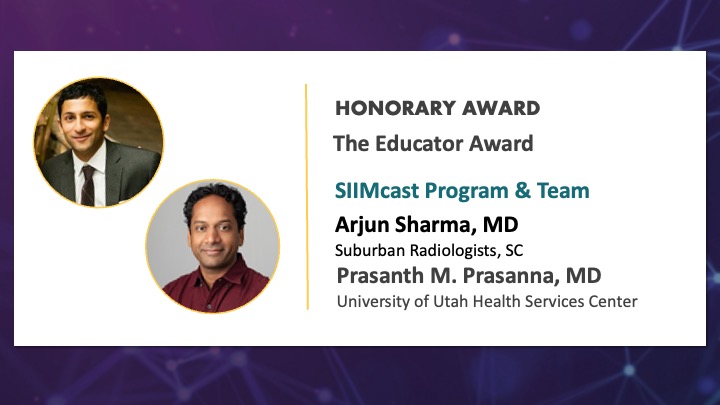 2023 Honorary Award | Arjun Sharma, MD, of Suburban Radiologists, SC, and Prasanth M. Prasanna, MD​, of University of Utah Health Services Center​​ wins the 2023 Educator Award.
ecs.page.link/SYJLp