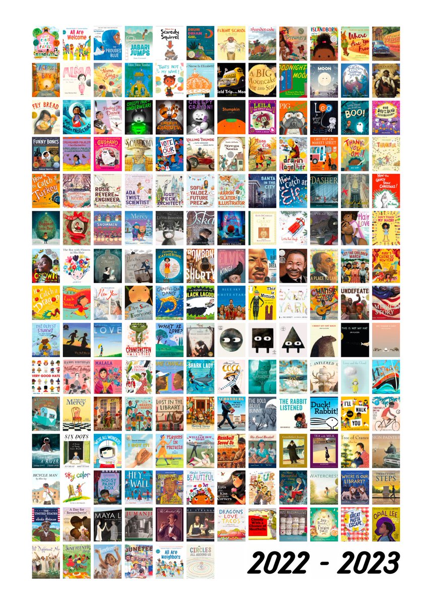 ✨ 174 days of picture books! ✨ What a year we had! Shout out to @LibbyApp for making this possible, and @andreabeaty, @ogemora, @KateDiCamillo, @yuyimorales, @KadirNelson, @macbarnett, @burstofbeaden, @dsantat, @joshfunkbooks, and @tavaresbooks for bringing us so much joy! 📚🩵