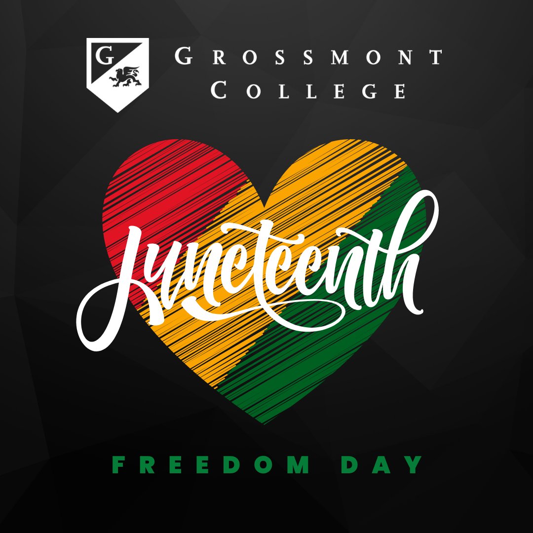 Grossmont College is closed today in honor of #juneteenth✊🏾, celebrating the emancipation of enslaved people in the U.S. Juneteenth is also a commitment to creating a more just and equitable world. We remain committed to our vision of advancing antiracism, equity and inclusion.