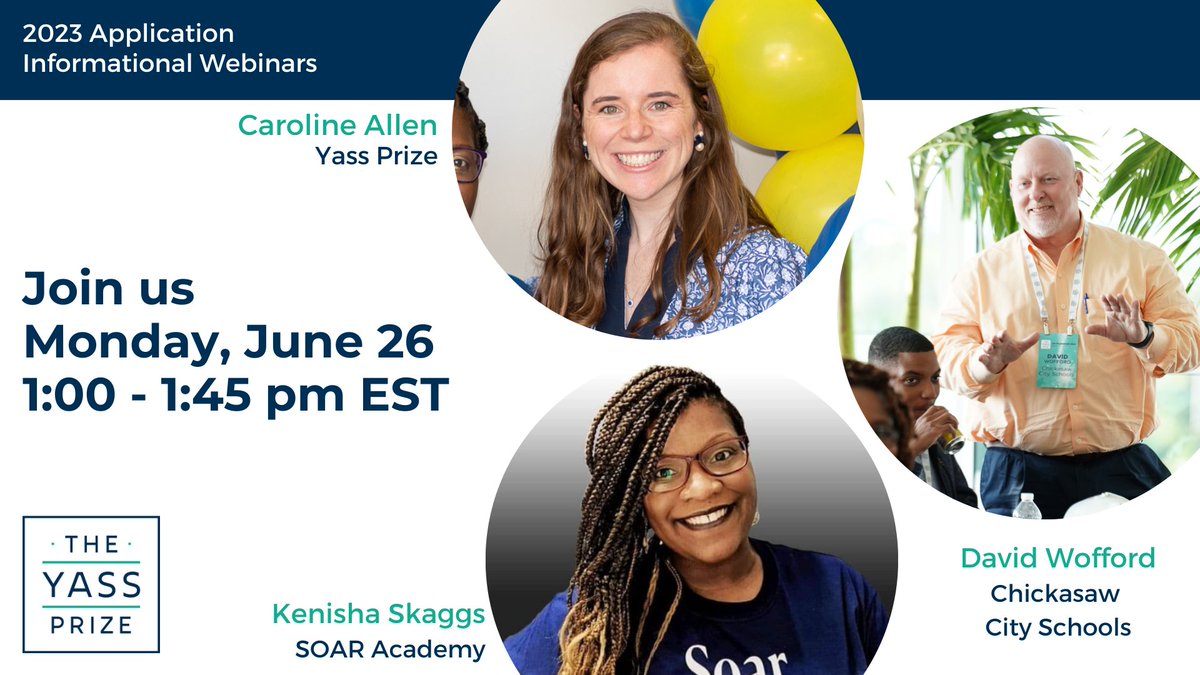 Just announced! Our next @YassPrize webinar: Down to the Wire Encouragement (Part 1) Sign up here: yassprize.org/june26