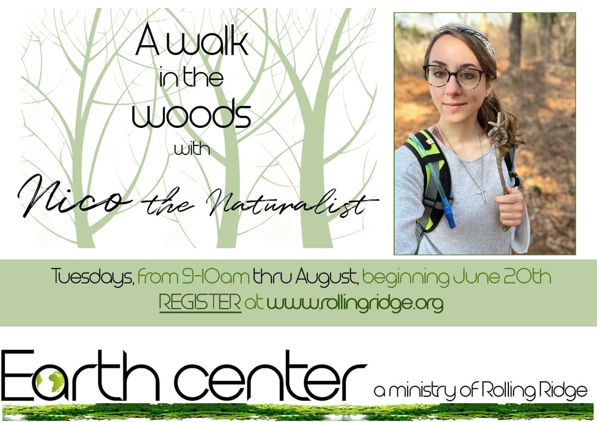 RollingRidgeMA's tweet photo. Want to try something new with us? Introducing “Walk in the Woods with Nico the Naturalist“! Starting next week, join us on Tuesdays at 9:00am for a free, one-hour guided walk through the beautiful grounds of Rolling Ridge. Learn more here: https://t.co/I5CwlJXQcA https://t.co/4Ick6uDrCc