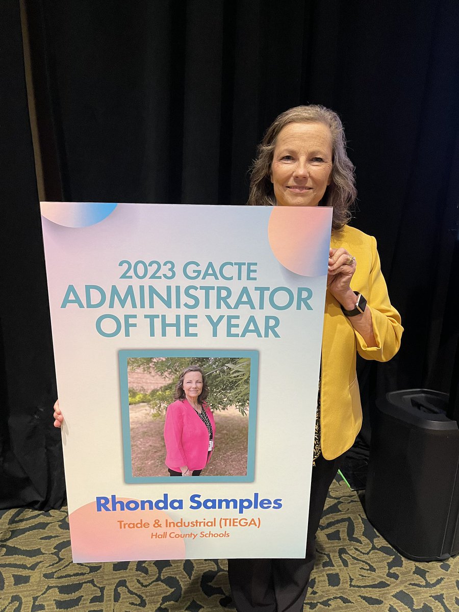 Leaders do not create followers- they create more Leaders. @SamplesR has lead CTE @HallCountyWBL @Hall_Schools for many years. Her grit, passion, & competence has benefited students,teachers,& programs immeasurably. Congrats 4 earning Administrator of the Year @GACTE! #Leadership