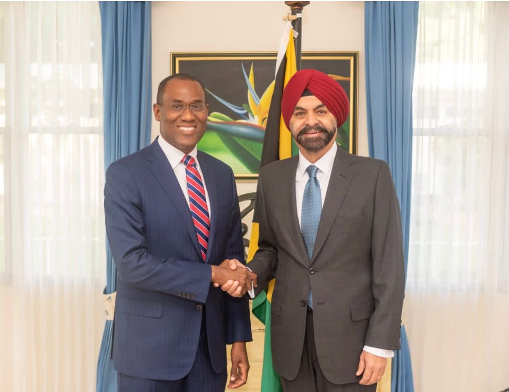 NigelClarkeJa's tweet image. I was pleased to meet with Ajay Banga, President of the World Bank, and his team, on his historic visit to Jamaica. He landed in Jamaica only 7 business days after taking charge. This is the 1st time in the 78 year history of the World Bank that its President is visiting Jamaica.