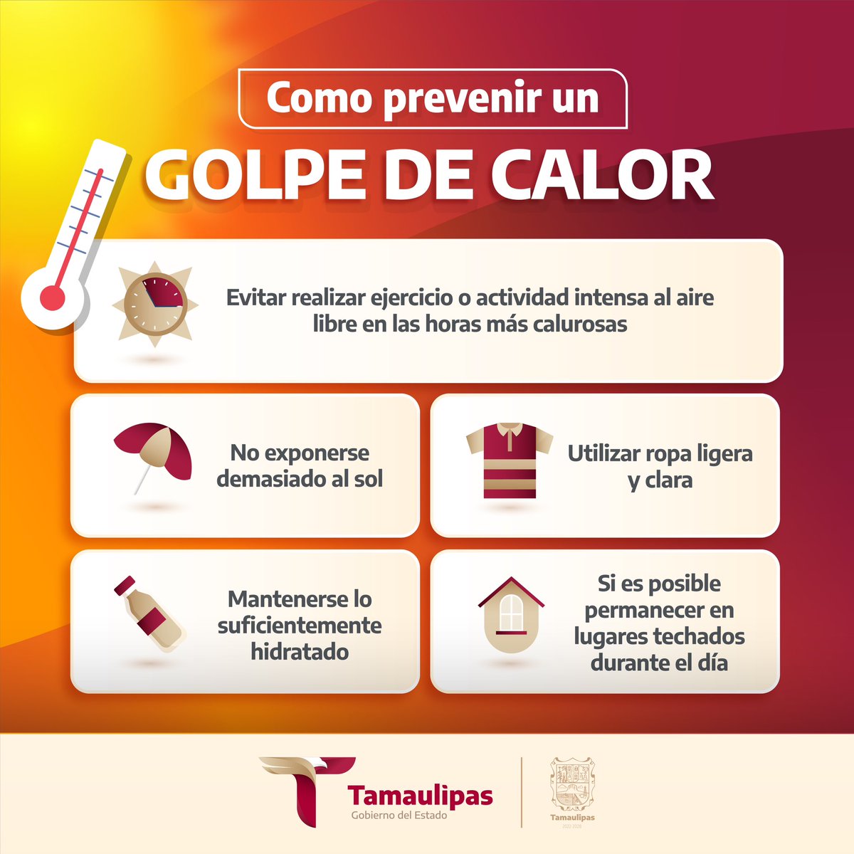 Toma las precauciones necesarias ante el ascenso de la temperatura. ☀️