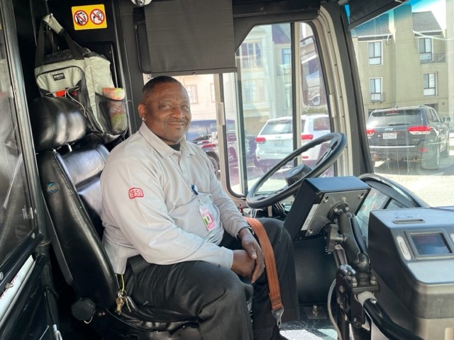 SFMTA_Muni's tweet photo. The first episode of our new #podcast #TakenwithTransportation on the #22Fillmore has dropped and features operator Earl Scott (pictured here). We’re also looking for 22 reasons to ride the 22! Let us know yours! #Listen at https://t.co/RJyKcOTrzL https://t.co/fefufXbfIE