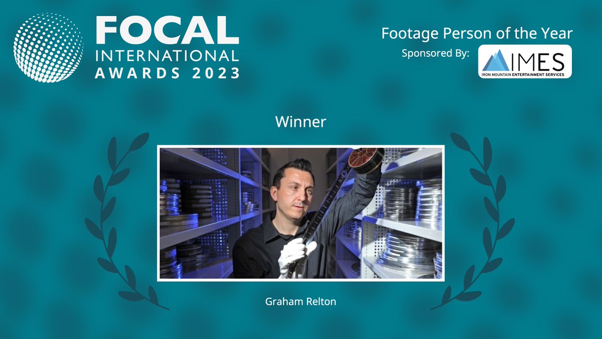 FOCALint's tweet photo. It is with great pleasure that we announce Graham Relton from @YorkshireFilm @NorthEastFilm as the triumphant recipient of the #FOCALAwards2023 for Footage Person of the Year, sponsored by @iron_imes. Congratulations! https://t.co/LFQ25fbAKq