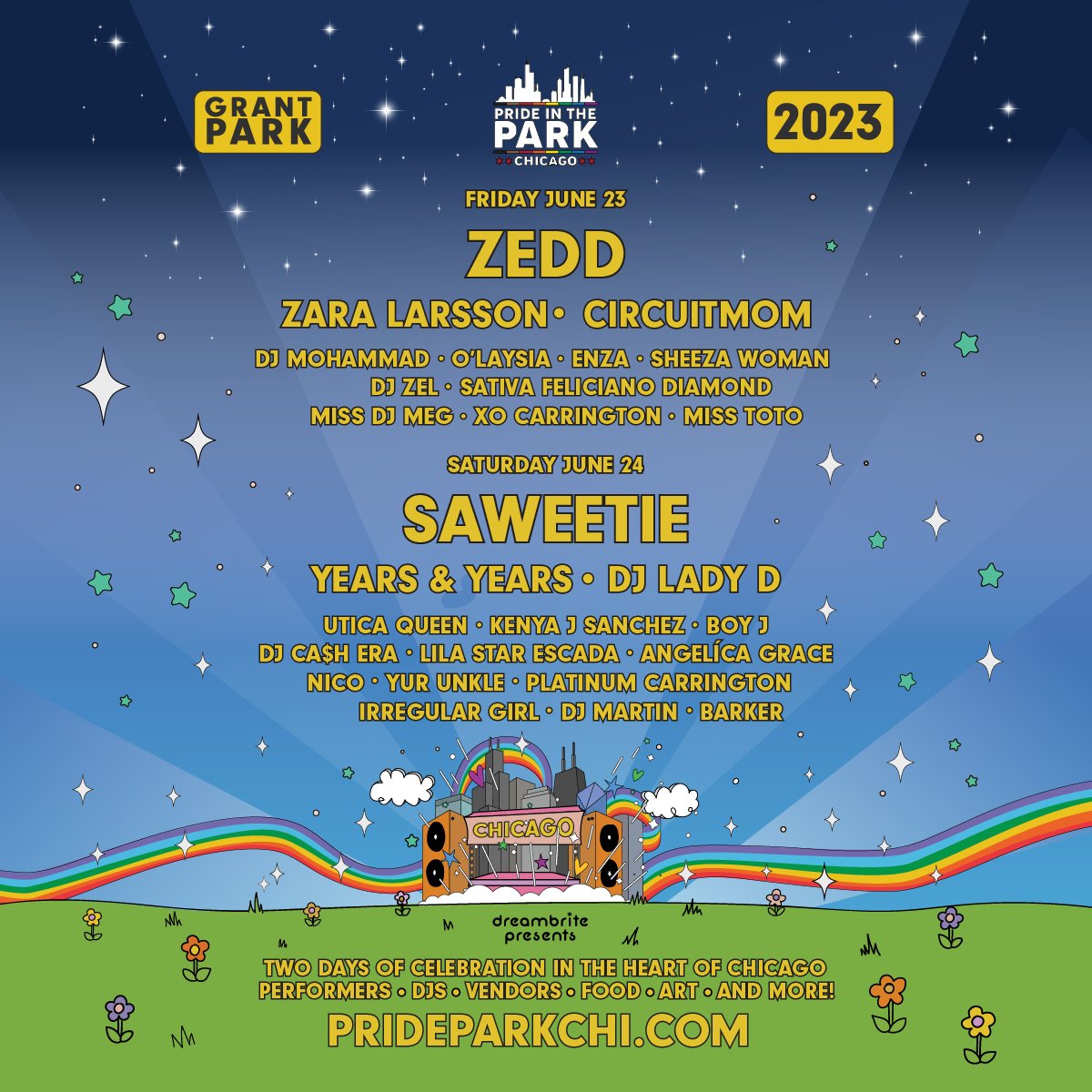 Get excited! <a href="/PrideParkChi/">Pride in the Park Chicago</a> is around the corner. 🎉 We're giving away a pair of VIP tickets to the fest featuring <a href="/Zedd/">Zedd</a> <a href="/zaralarsson/">Zara Larsson</a> <a href="/Saweetie/">💎</a> <a href="/djladyd/">DJ Lady D 🩷✨🎶</a> &amp; more on June 23-24 at Grant Park. Enter to win:
t.dostuffmedia.com/t/c/s/56617