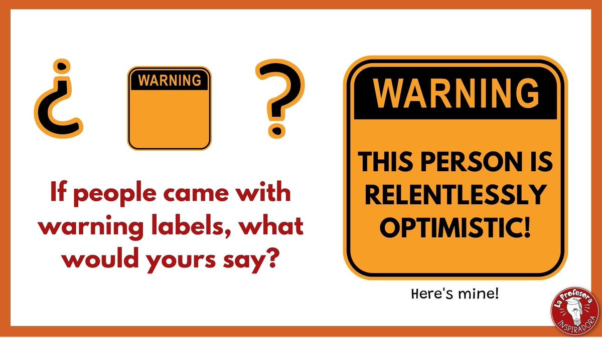 This is one of my favorite questions to ask students on 'getting to know you' surveys!

What would your warning label say?

#backtoschool #back2school #firstdayofschool #teacherlife #spanishteacher #teach #iteachspanish #lifeofateacher #optimism #positiveattitude #langchat