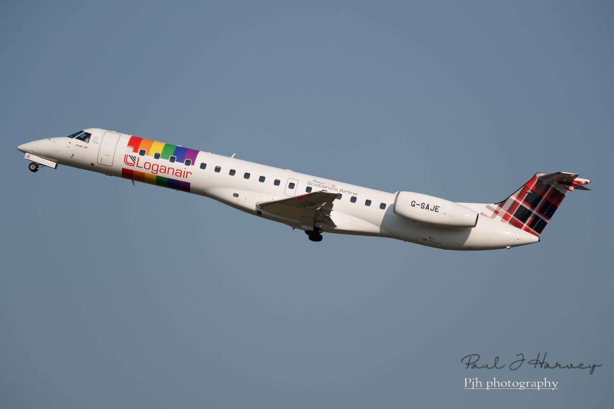 The new Pride logo jet from @FlyLoganair on it's first revenue flight this evening at @BELFASTCITY_AIR @v1images  @TheAviationist @UK_AviationNews @AviationNewsIRL v1images.com/product/logana…