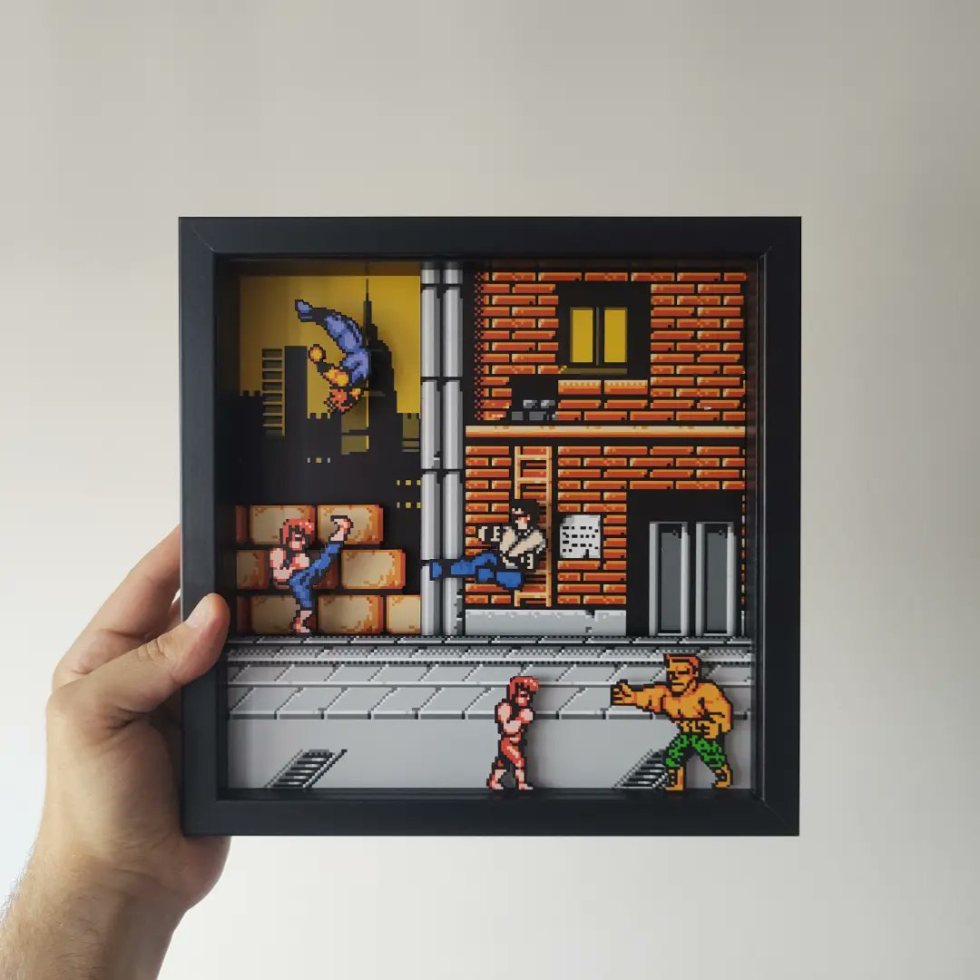 DShadowbox's tweet photo. Double Dragon #diorama #shadowbox #90s #8bit #nostalgia #retrogames #retrogame https://t.co/NLfo3LkH8N