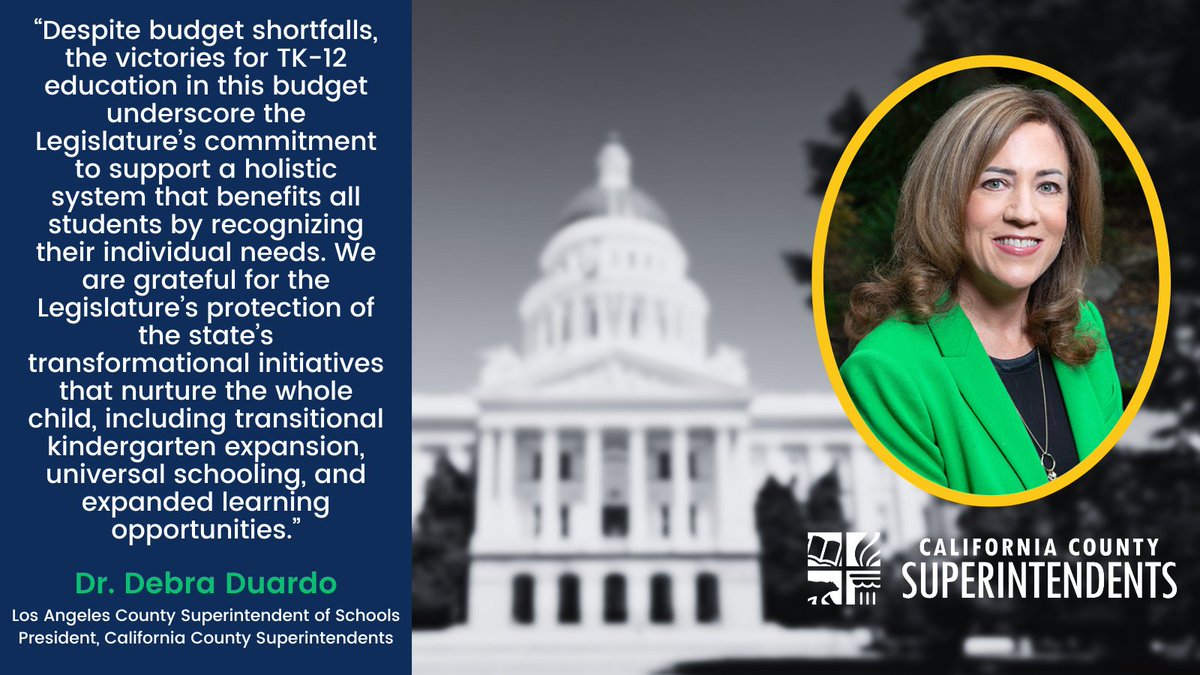 California County Superintendents (@cacountysupts) on Twitter photo Earlier today, the Legislature passed AB 101 and SB 101, identical bills which represent the Assembly and Senate’s agreement on the state budget. Our President, <a href="/DebraDuardo/">Dr. Debra Duardo</a>, @LosAngelesCOE Superintendent of Schools, had this to say... Earlier today, the Legislature passed AB 101 and SB 101, identical bills which represent the Assembly and Senate’s agreement on the state budget. Our President, <a href="/DebraDuardo/">Dr. Debra Duardo</a>, @LosAngelesCOE Superintendent of Schools, had this to say...