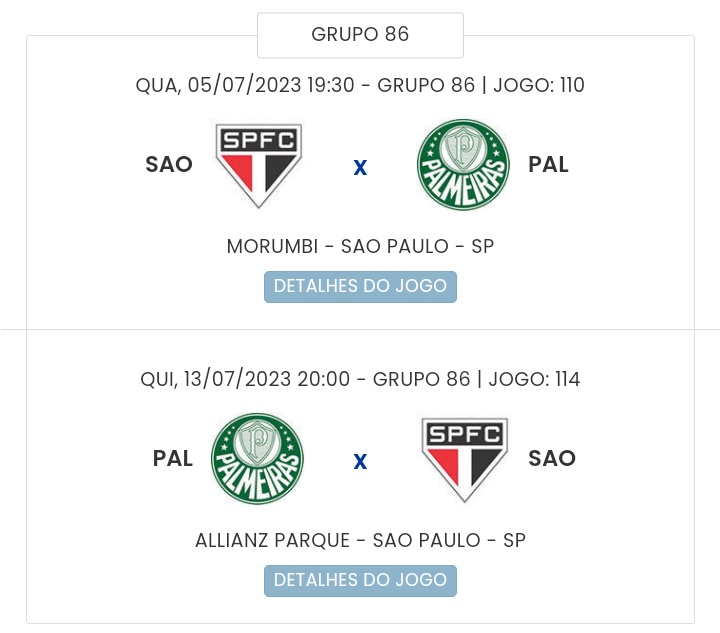 Qual canal vai passar o jogo do SÃO PAULO X PALMEIRAS hoje (05/07