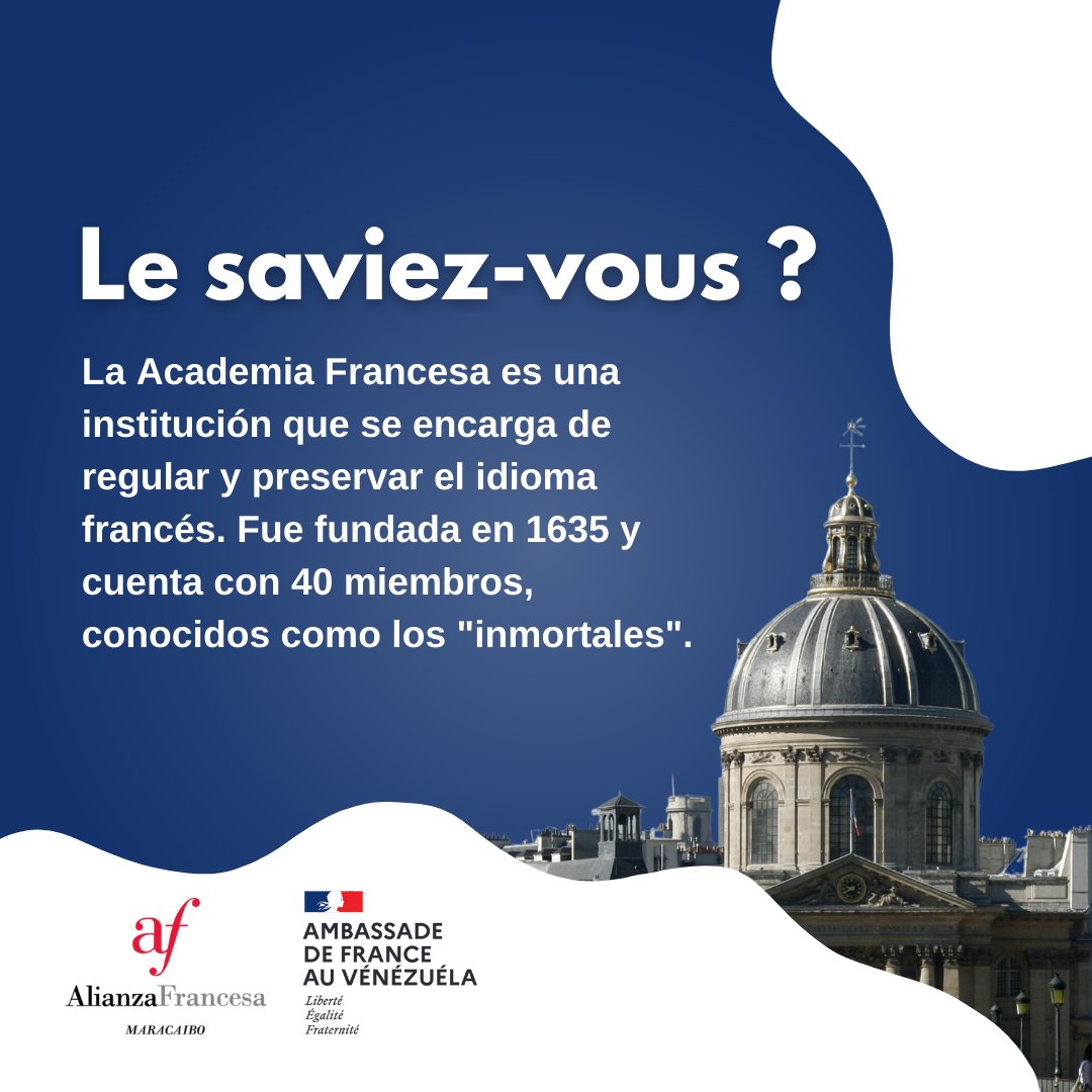 ¡Inscripciones abiertas!
#alianzafrancesademaracaibo

Más información: 📲 +58 424 6457717
💌E-mail: Info.afmcbo@gmail.com

📌Ubicación: Av. 8 Santa Rita, entre calles 67 y 68. Maracaibo Edo. Zulia VENEZUELA.
