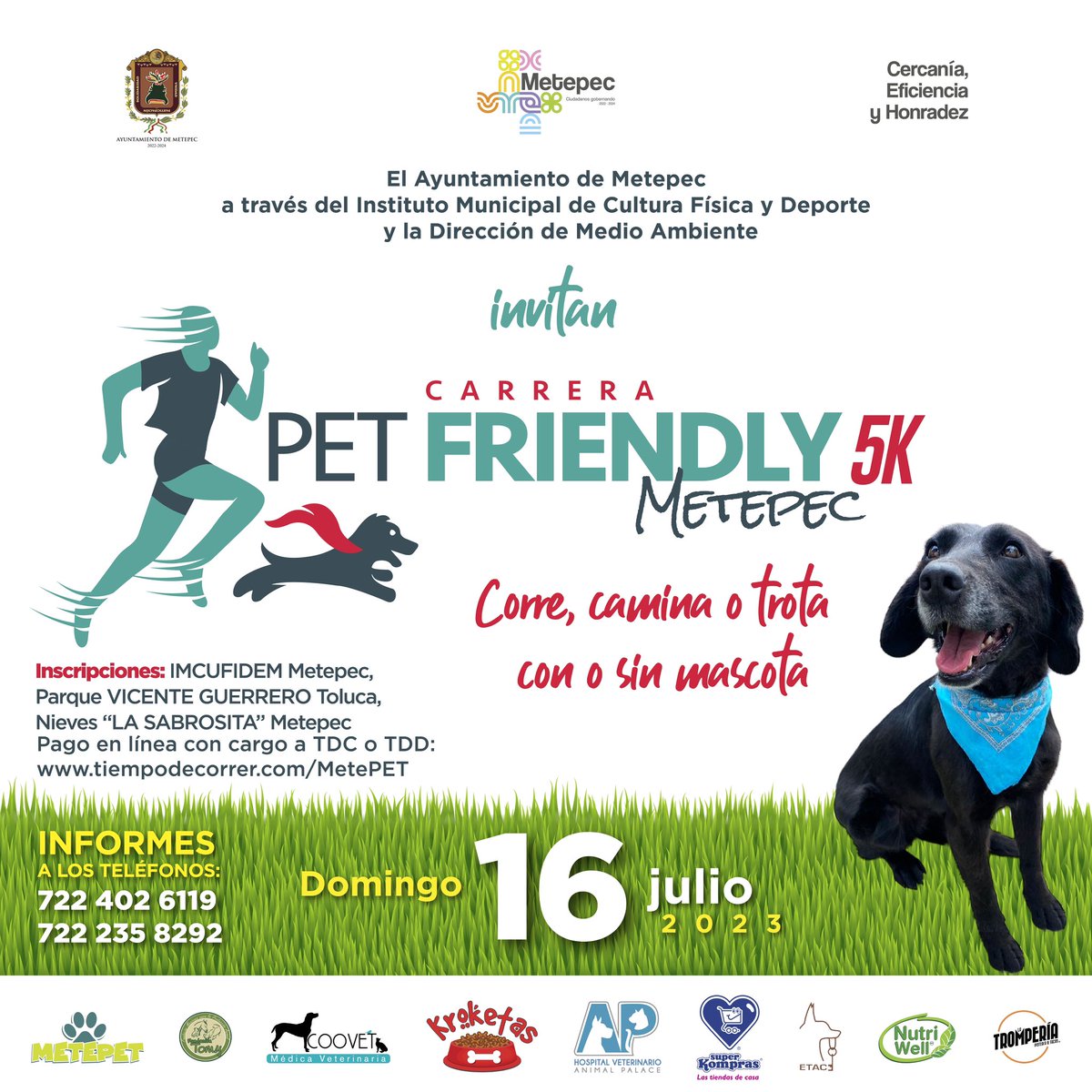 MetepecGobierno's tweet photo. Camina, corre o trota con tu mascota🐶 en la “Carrera Pet Friendly 5k” de la Dirección de @MetepecAmbiente 

🏁Salida y meta: Plaza Juárez 
📆16 de julio
⏰7:30 hrs

Inscripciones en:
- @MetepecDeporte 
- Pavigue - Organizador de Carreras
- Neveria La sabrosita https://t.co/XbOjBA59ee