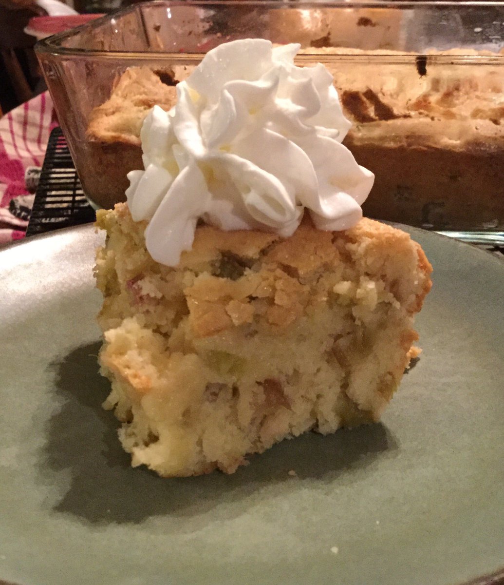 MobileMaryMac's tweet photo. Oh this cake! It’s amazing! It’s very dense and moist, and perfect for rhubarb or any tart fruit really. Our rhubarb is booming so that was our choice. 
 Great for breakfast, with coffee, for a snack, whenever! #MaryMacSays #scratchcake 
https://t.co/kFsoBHGTm0 https://t.co/etkbW3Opn4