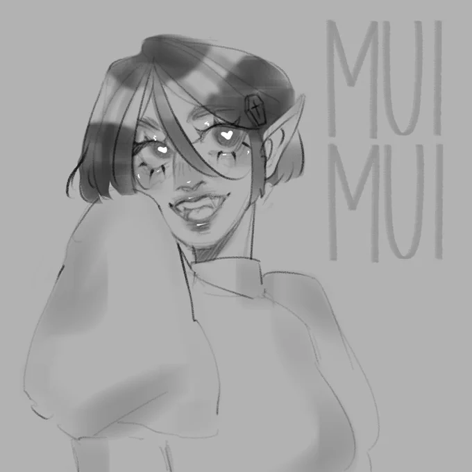 Fast sketch of cute vampire after work! Trying new brushes and pencil always turns out to be my favorite ✧・゜: *✧・゜:* #Vtubers #muiillust