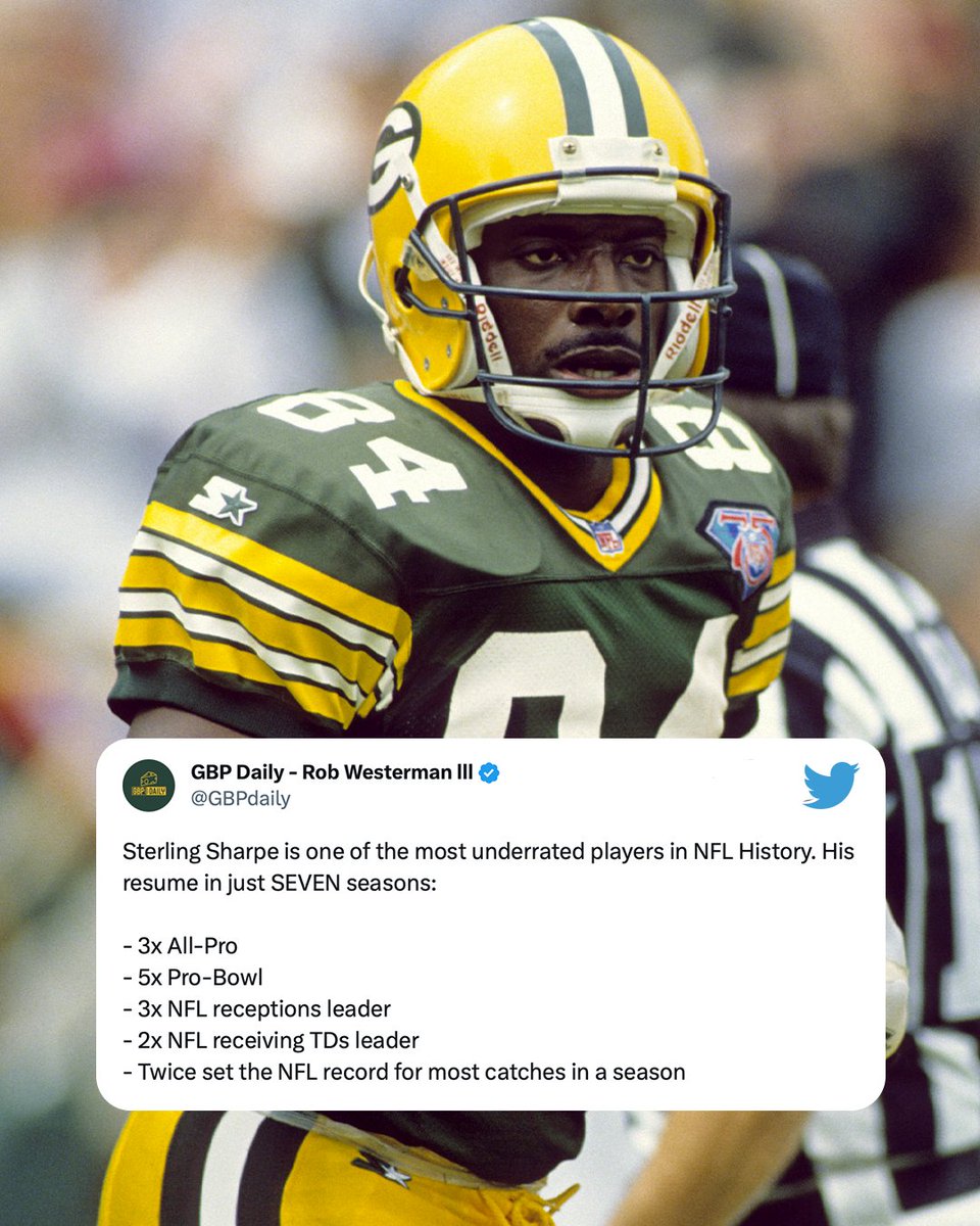 ESPNNFL's tweet photo. Sterling Sharpe was on another level 😳🔥 

(h/t @GBPdaily) https://t.co/84k5a6m2fl