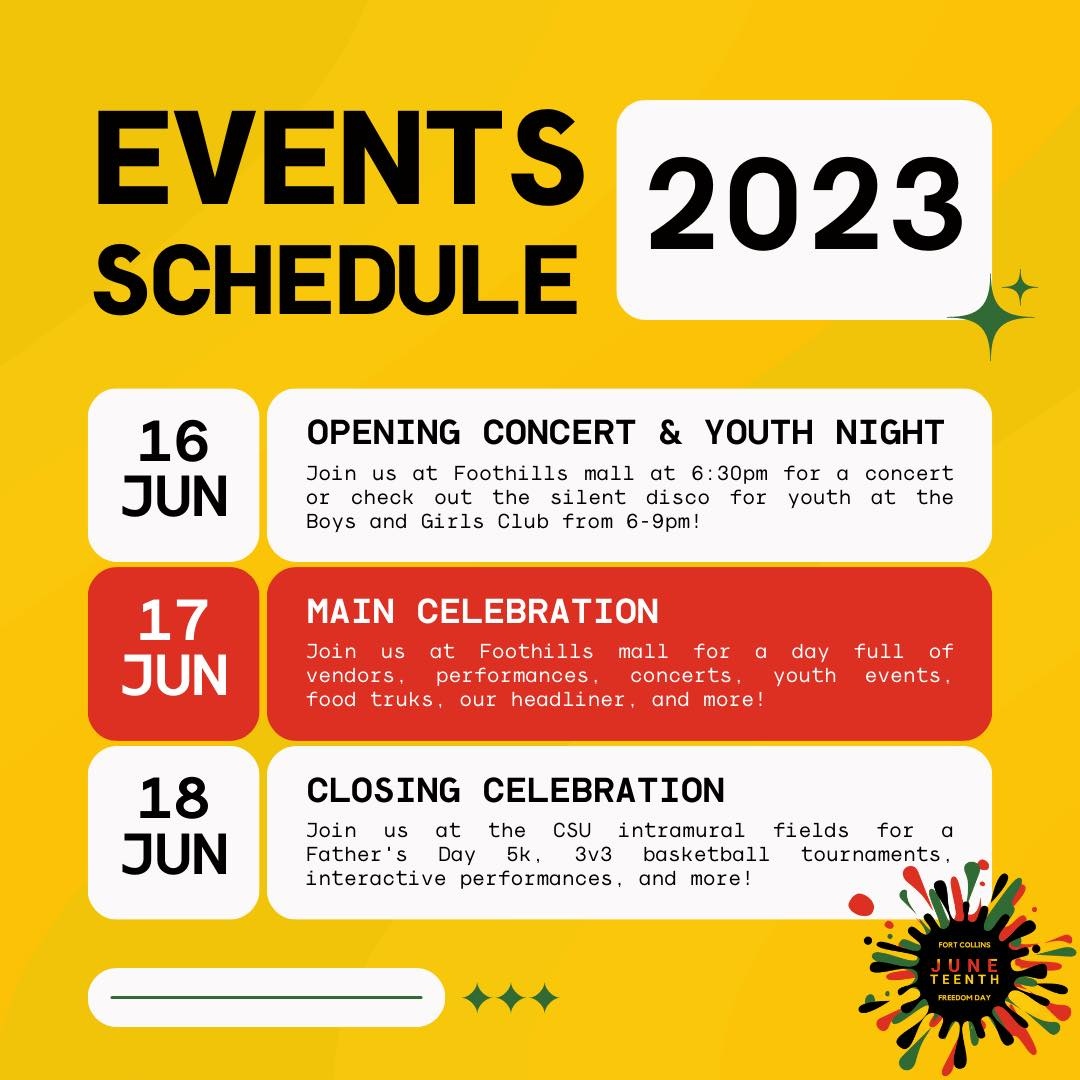 We're thrilled to share our exciting lineup of festivities for this year's Juneteenth commemoration! ✨⁠
⁠
📍 Location: Varies by day⁠
🆓 Admission: Free for all!⁠
⁠
focojuneteenth.com
⁠
Media Source: instagram.com/p/CsrAw3RIN3k/