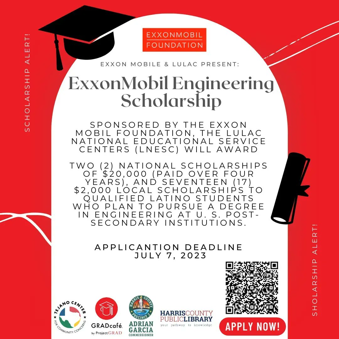 GRADcafé is happy to share this amazing scholarship opportunity!🎓

If you are a recent high school senior who is planning on pursuing a degree in Engineering at a U.S. post secondary institution, please consider applying! #makingithappentogether @TejanoCenter1